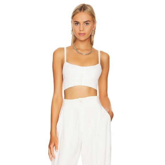 Lovers & Friends Troy Crop Top White Sleeveless Tank Corset‎ Bustier Sz S - Picture 3 of 12